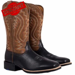 Cowboy Boots for Men Classic Square Toe Embroidered Western Boots Comfortable Milk Silk Lining Slip Resistant Pull On Boots for Country Music Festivals Vegan Leathe
