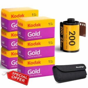 Kodak Gold 200 35mm Film Roll (24 Exposures / 144 Photos) 6 Rolls + Sturdy Tiger Film Storage Case