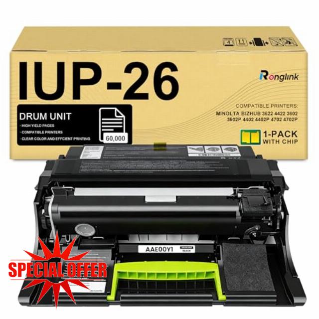 AAE00Y1 IUP26 Drum Unit Replacement for Konica IUP-26 IUP-25 IUP25 Imaging Unit for Minolta Bizhub 3622 4422 3602 3602P 4402 4402P 4702 4702P Printer (1-Pack Black