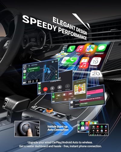2026 Upgraded Car Play Mini Wired to Wireless Adapter for CarPlay &Android Auto Plug and Play Stable Connection & No Latency for iPhone iOS 10+