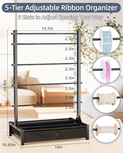 Large Capacity Stable Ribbon Storage Rack for Craft Room