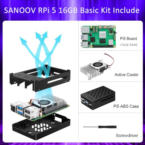 RPi 5 ABS Case and Raspberry Pi 5 16GB Single Board Included