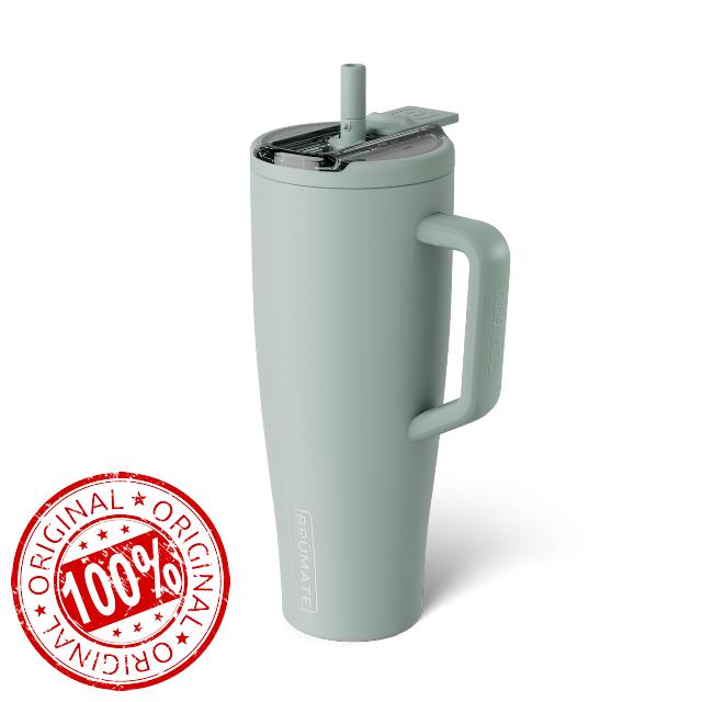 BrüMate Era Flip 40oz Tumbler with Covered Flip Down Straw | 100% Leakproof Insulated Tumbler | Made of Stainless Steel | Cup Holder Friendly Base | 40oz (Sage)
