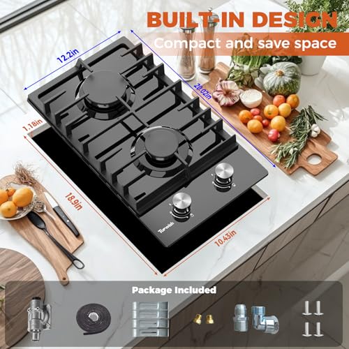 12 Inch Propane Stove Top LPG/NG Convertible Dual Fuel Built-in Natural Cook Top 18
