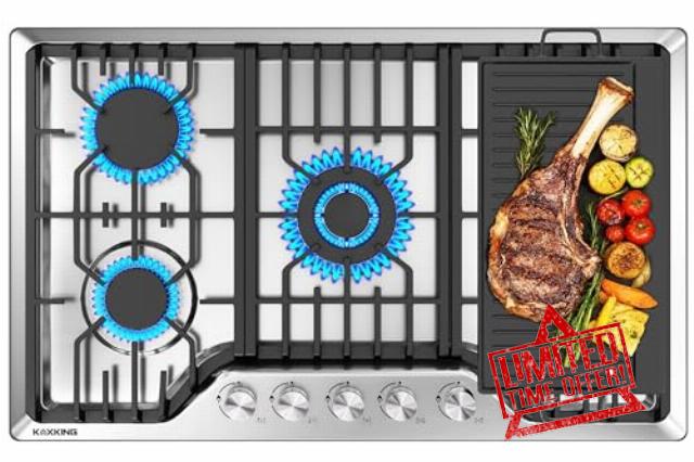 30 Inch Gas Cooktop with Griddle