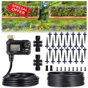 HIRALIY 100FT Automatic Drip Irrigation Kits with Garden Timer