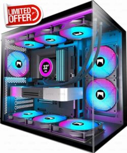 H3 HYXN ATX PC Case - Pre-Installed with 3 ARGB Fans - Compact Dual Cavity Mid-Tower PC Gaming Case - with Type-C 3.2-360mm Radiator Support