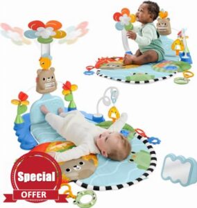 Fisher-Price Baby Play Mat 3-in-1 Kick & Sway Gym Sensory Activity Toys for Newborn Developmental Play Infants Ages 0+ Months