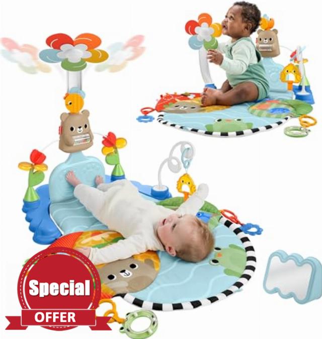 Fisher-Price Baby Play Mat 3-in-1 Kick & Sway Gym Sensory Activity Toys for Newborn Developmental Play Infants Ages 0+ Months