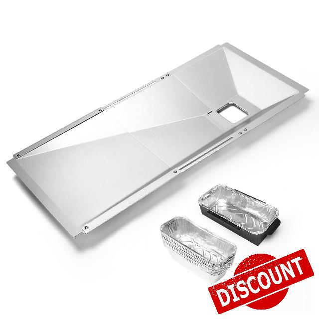 Universal Grill Grease Tray with Catch Pan & 15 Disposable Liners