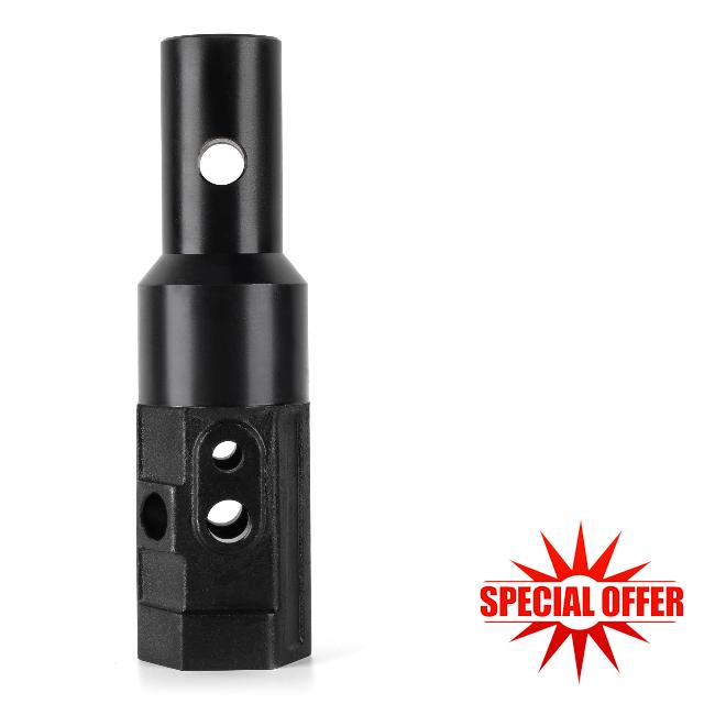 Heavy Duty Universal Adapter-2 Inch Female Hex to 2-9/16 Inch Male Round Auger Adapter - Forged from Solid Carbon Steel