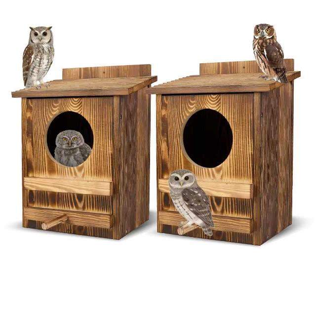 2PCS Owl Houses for Outdoors