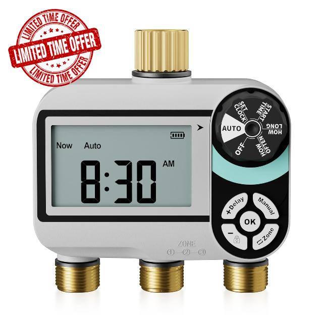 QUOBAS Brass Sprinkler Timer for Garden Hose
