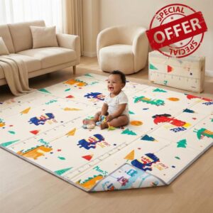 Extra Large 79″ x 59″ Baby Play Mat – 0.6″ Thick Premium Foam