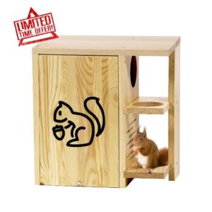 Widened Large Wooden Squirrel House Outdoor with External Platform & Porch
