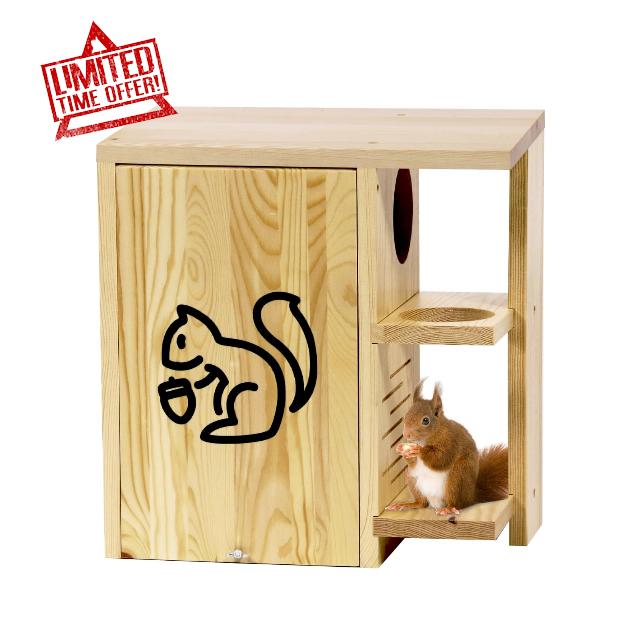 Widened Large Wooden Squirrel House Outdoor with External Platform & Porch