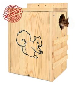 Squirrel House for Outside - Large Wood Squirrel House with Exterior Porch