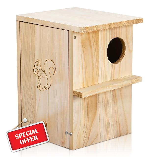 BreezeHug 1 Set Large Wood Squirrel Nesting House Hanging Squirrel Family House for Outside with Screws Winter for Outdoor Garden Shelter Breeding Living