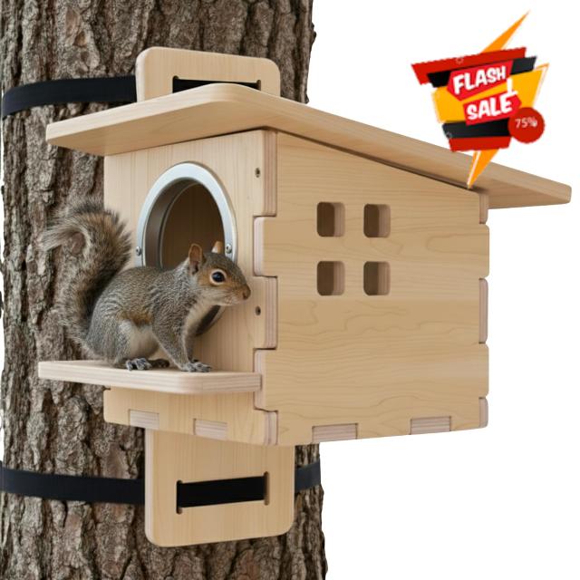 Large Wooden Squirrel House & Squirrel Box for Outside – DIY Nesting Box Kit with Predator Guard