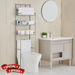 Hoomtaook 3-Tier Over The Toilet Storage Rack - Metal Over Toilet Bathroom Organizer Shelf
