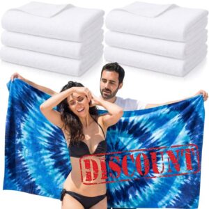 Peryiter 6 Pcs 71x32 White Microfiber Beach Towel for Tie Dye Sand Free Quick Dry Absorbent Lightweight Compact Towels for DIY Sublimation Swimming Pool Camping Beach Accessories Fitness Yoga