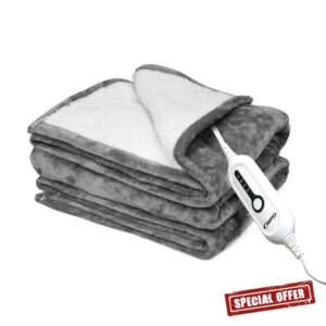 Heated Blanket Electric Throw Blanket- 50''x60'' Heating Blanket Throw 4 Hours Auto-Off & 4 Heating Levels Over-Heat Protection
