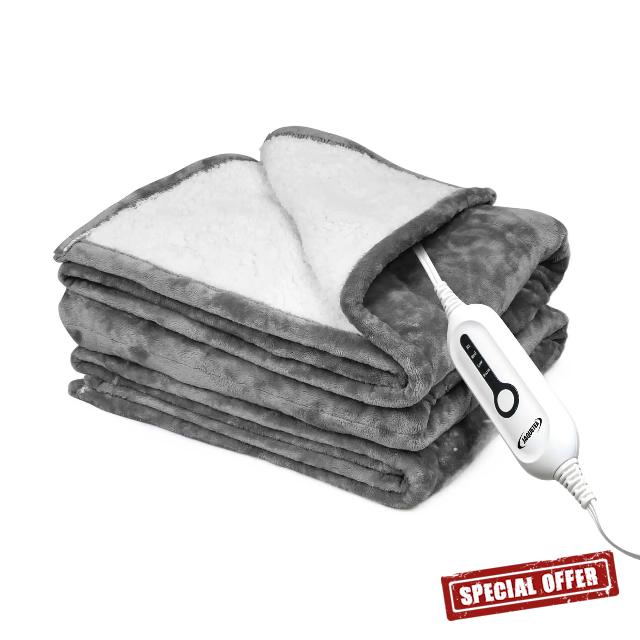 Heated Blanket Electric Throw Blanket- 50''x60'' Heating Blanket Throw 4 Hours Auto-Off & 4 Heating Levels Over-Heat Protection