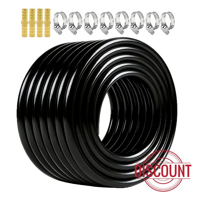Self-Sinking Weighted Aeration Hose ⅜ Inch 50ft- Heavy Duty Pond Aerator Tubing with 8 Clamps and 4 Menders