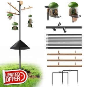 LONA Heavy Duty Bird Feeder Pole - 105 Inch Adjustable Height with 0.9-Inch Dia Bird House Pole Mount Kit for Outdoors
