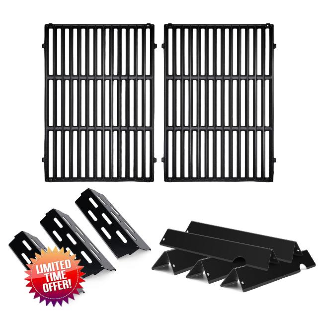 Cast Iron Grill Grates for Weber Genesis ii Grill Parts 66032 Porcelain Enameled Flavorizer Bars Heat Deflector for Weber Genesis ii E-310 E-315 E-335 S-335 300 Series GS4 Grill Parts