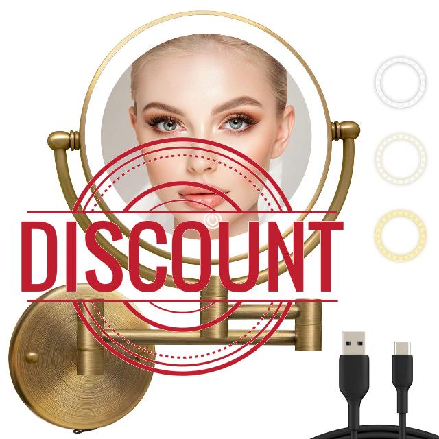 Lighted Makeup Mirror Wall Mounted Extended Arm