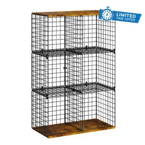 Wire Cube Closet Organizer and Storage Shelf with Extra Woodtop