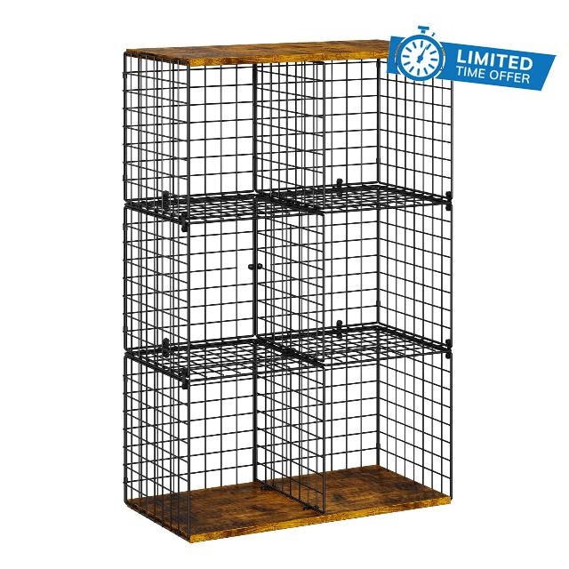 Wire Cube Closet Organizer and Storage Shelf with Extra Woodtop