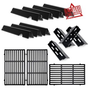 GS4 Grill Parts Cast Iron Grill Grates for Weber Genesis II E-410 S-410 E-435 S-435 Porcelain Flavorizer Bars Heat Deflector Genesis II LX E-440 S-440 for Weber 66041