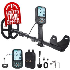 Rechargeable Metal Detector for Adults - 4000mAh High Capacity - 12 Inch Deep Depth Professional Gold Detector Double-D Waterproof Coil for Beach