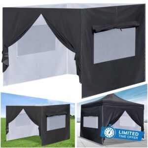 4Pcs Canopy Sidewall for 10x10 Canopy Frame Enclosure Wall with Mesh Window Replacement Side Wall for 10x10 Pop up Tent Outdoor Party