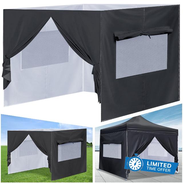 4Pcs Canopy Sidewall for 10x10 Canopy Frame Enclosure Wall with Mesh Window Replacement Side Wall for 10x10 Pop up Tent Outdoor Party
