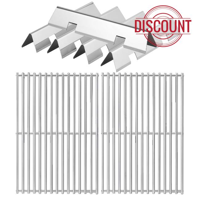 Spirit E310 Grill Parts for Weber Spirit II E-310 330 315 325 335 320 Spirit 2 Grill Replacement Parts Stainless Steel Grill Grates Flavorizer Bars 7638 7636 17.5 Inch GS4 Cooking Grids