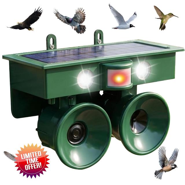 2026 Solar Ultrasonic Bird Repellent Devices Pigeon Repeller Outdoor with Flash Light