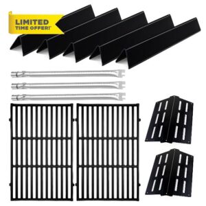 Genesis Grill Parts for Weber Genesis E310 with Porcelain Flavorizer Bars 7524 Cast Iron Grill Grate 7622 Heat Deflector and 62752 Gril Burners for Weber Genesis 300 Series