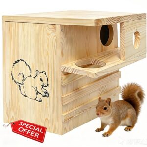 Extra Large Wooden Squirrel House Outdoor - Premium Wood Squirrel Nesting Box