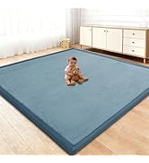 TreeBud Baby Play Mat for Floor, 1.3 Inch Thick Memory Foam Tummy Time Mat with Non Slip Backing,...
