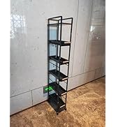 Expandable Slim Storage Cart with Wheels, 4 Tier Narrow Metal Rolling Utility Cart Organizer Adju...