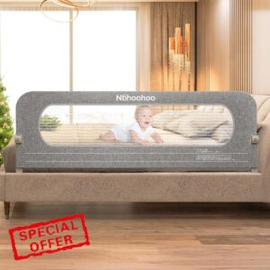 Bed Rail for Toddlers – 71" Swing Down Bed Guard with Double Crossbar Stability