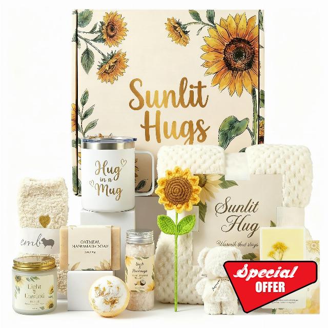 Get Well Soon Sunflower Sunlit Hugs Gift Basket