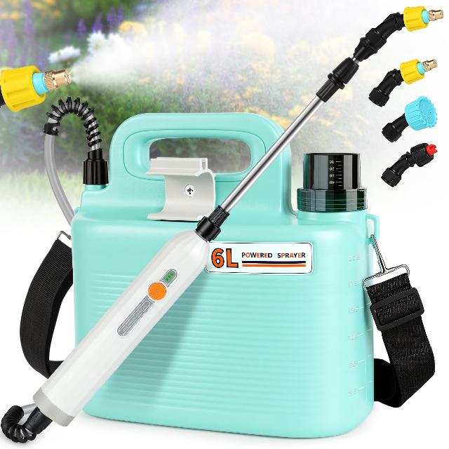 Electric Garden Sprayer 1.6 Gallon - Battery Powered Weed Sprayer Wtih 3 Nozzles