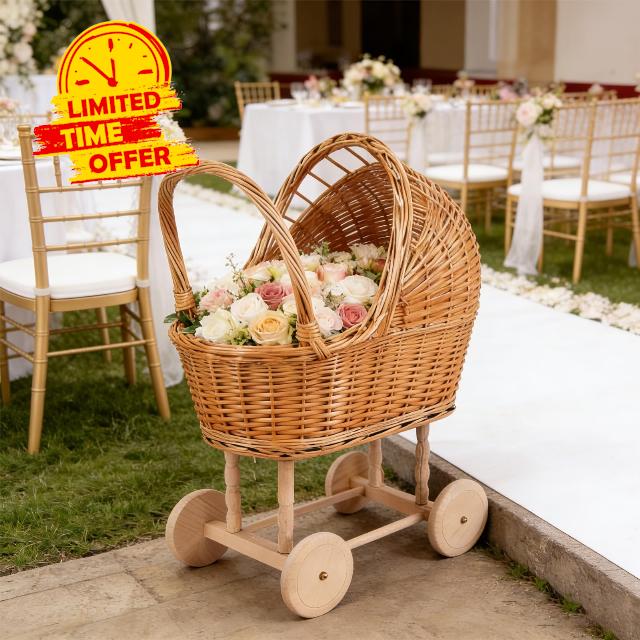 Wicker Flower Girl Basket with Handle