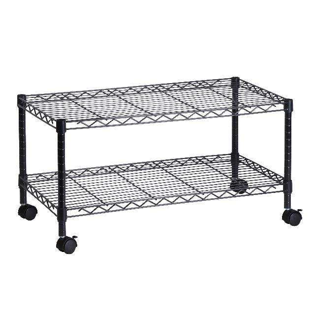2-Tier Media Shelf Organizer with Adjustable Shelves with 125-lb Capacity Per Shelf