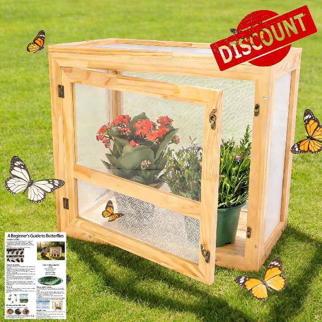 GOOOXIM Butterfly Habitat - 20x18 Inch Wooden Monarch Enclosure for Caterpillar Growth & Hatching - Durable Outdoor Insect Observation Station with Safe Professional Mesh - Educational Butterfly Ki