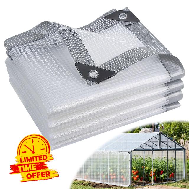 16 Mil Clear Plastic Tarps Heavy Duty Waterproof 10x13 FT